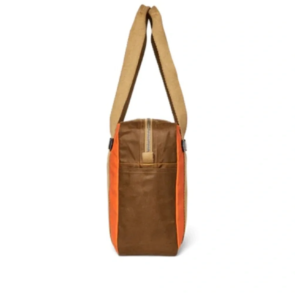 Filson Tin Cloth Tote Bag with Zipper - Dark Tan Flame